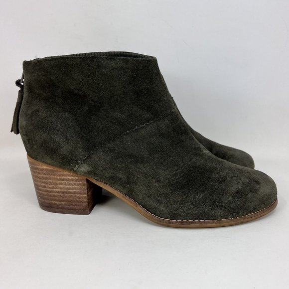 Toms | Shoes | Toms Leila Suede Leather Ankle Boots Green Womens Size ...